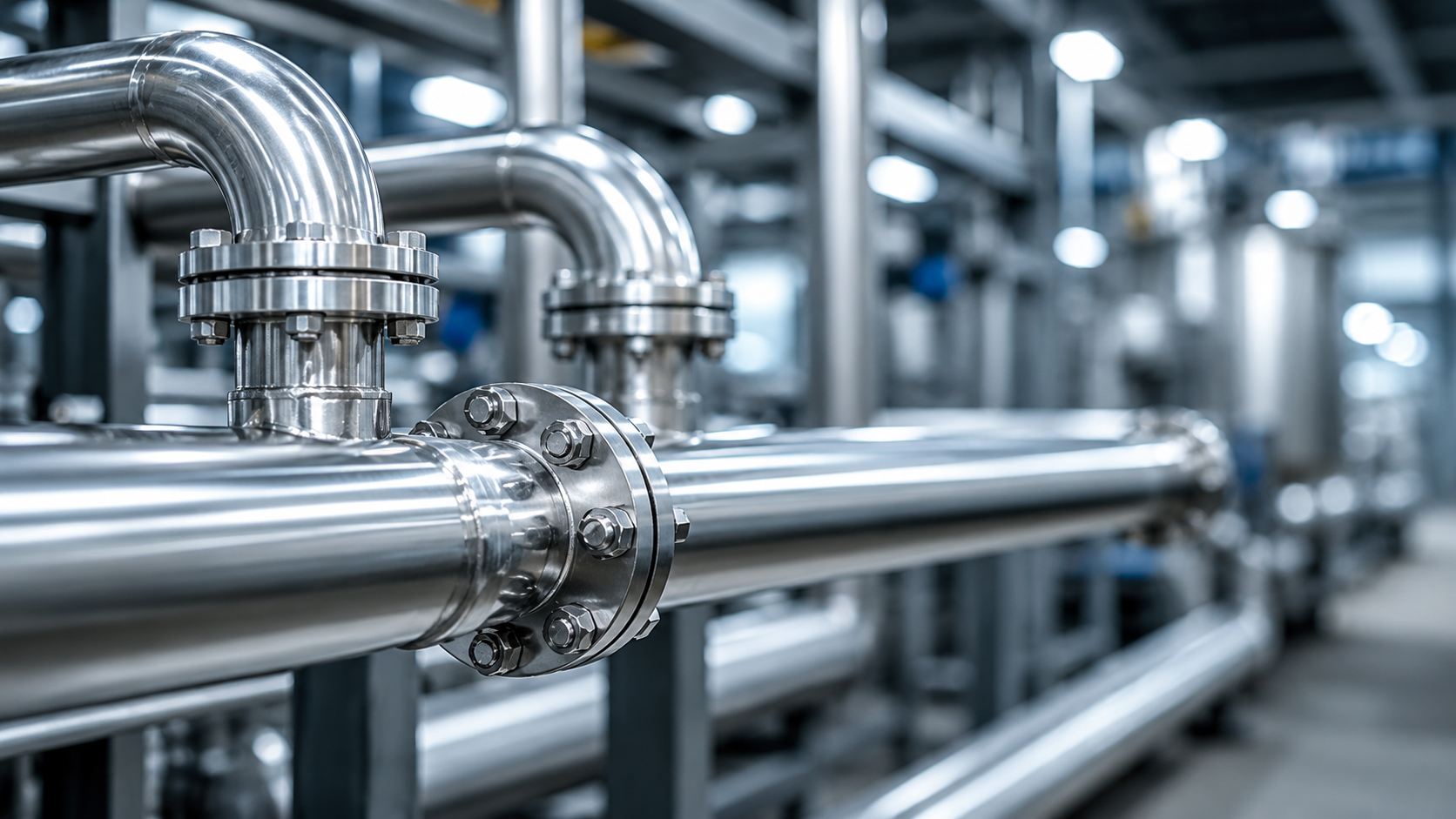 Stainless steel industrial plumbing pipes
